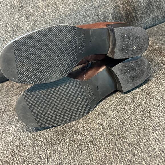 Enzo Angiolini Leather Ankle Boots Mens 10 Brown Side Zip Boho Western Chic - Picture 6 of 9